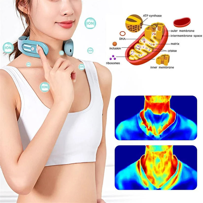 Gray 12-Level Intelligent Neck Massager with Heating Function