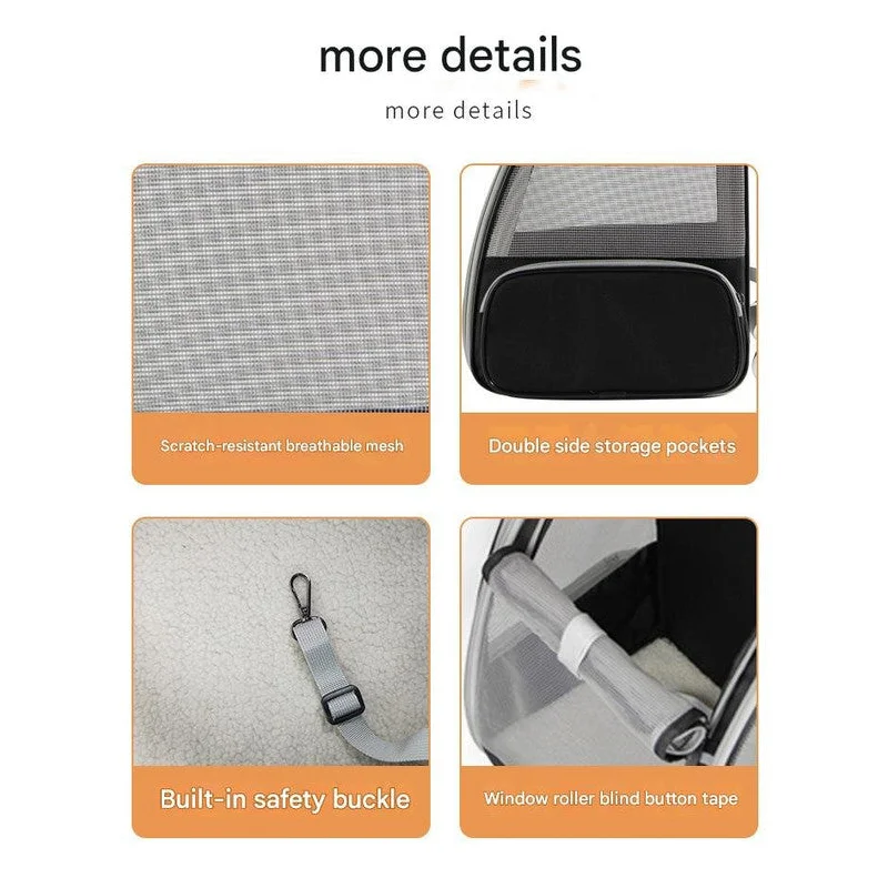 Gray Foldable Pet Carrier Backpack - Breathable Mesh Travel