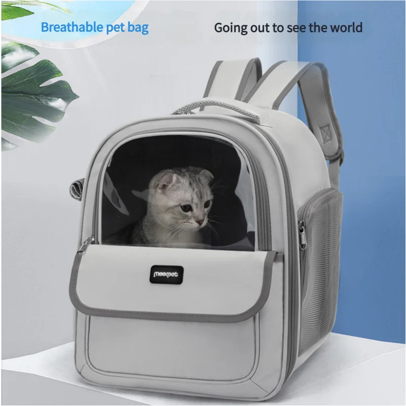 Gray Pet Carrier Backpack - Space Capsule Design for Cats &