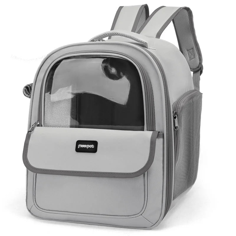 Gray Pet Carrier Backpack - Space Capsule Design for Cats &