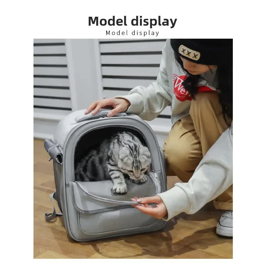 Gray Pet Carrier Backpack - Space Capsule Design for Cats &