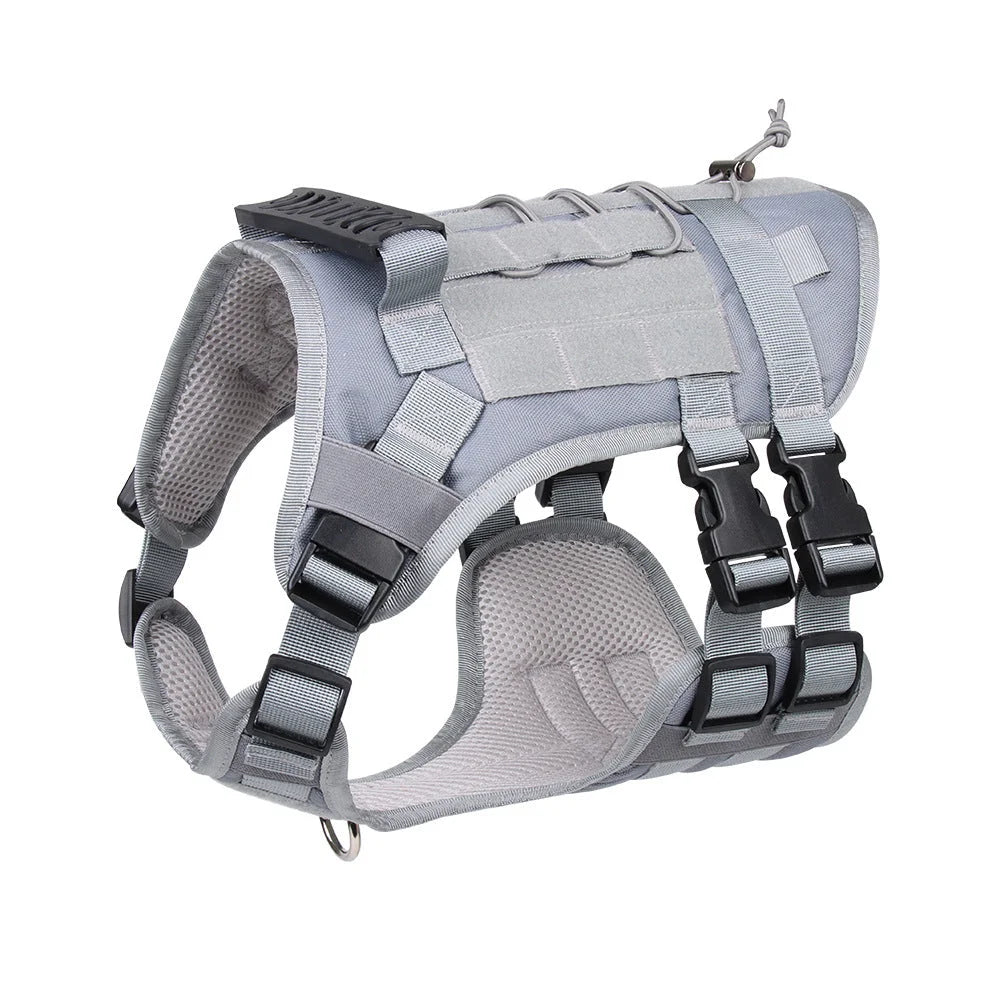 Gray Tactical Dog Training Harness - Adjustable Vest
