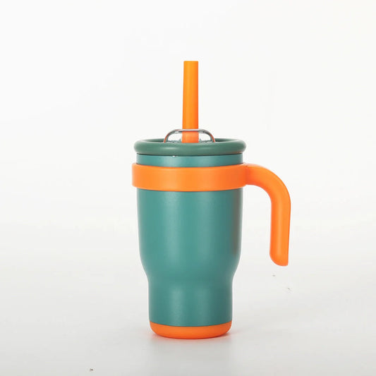 Green 14oz Insulated Tumbler with Handle & Straw - 304