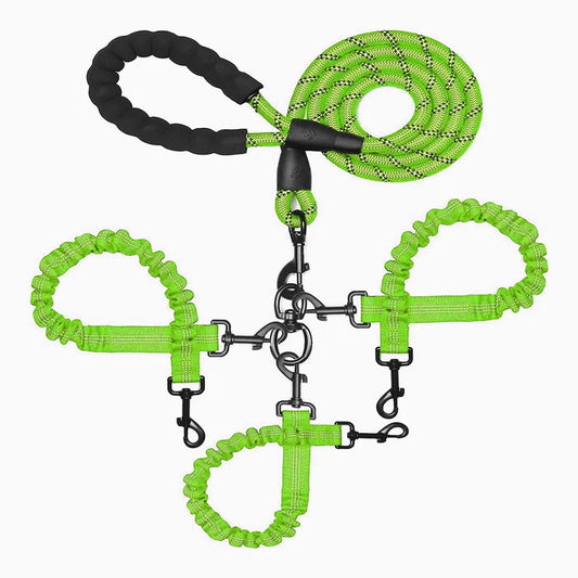 Green 3-in-1 Tangle-Free Dog Leash for 1-3 Dogs - Heavy