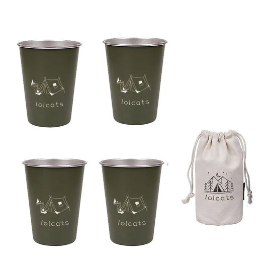 Green 304 Stainless Steel Camping Cup - 350ml Outdoor