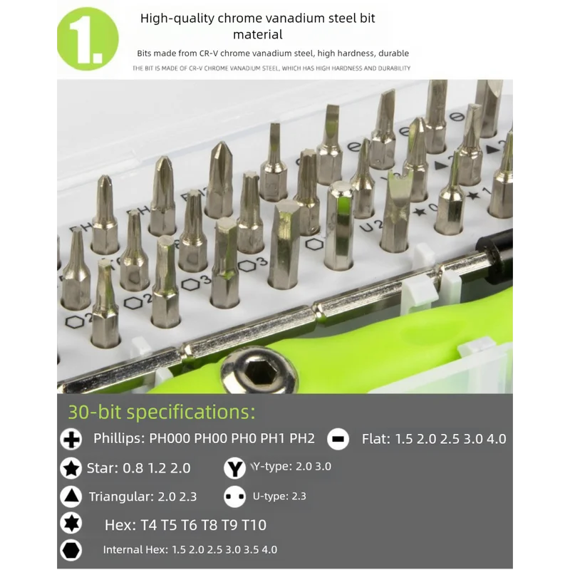 Green 32-in-1 Precision Screwdriver Set - Magnetic Repair