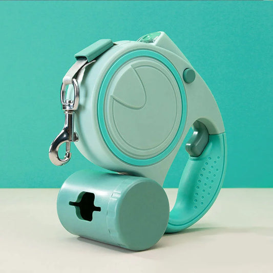 Green 3M Retractable Dog Leash - Built-in LED Light (No