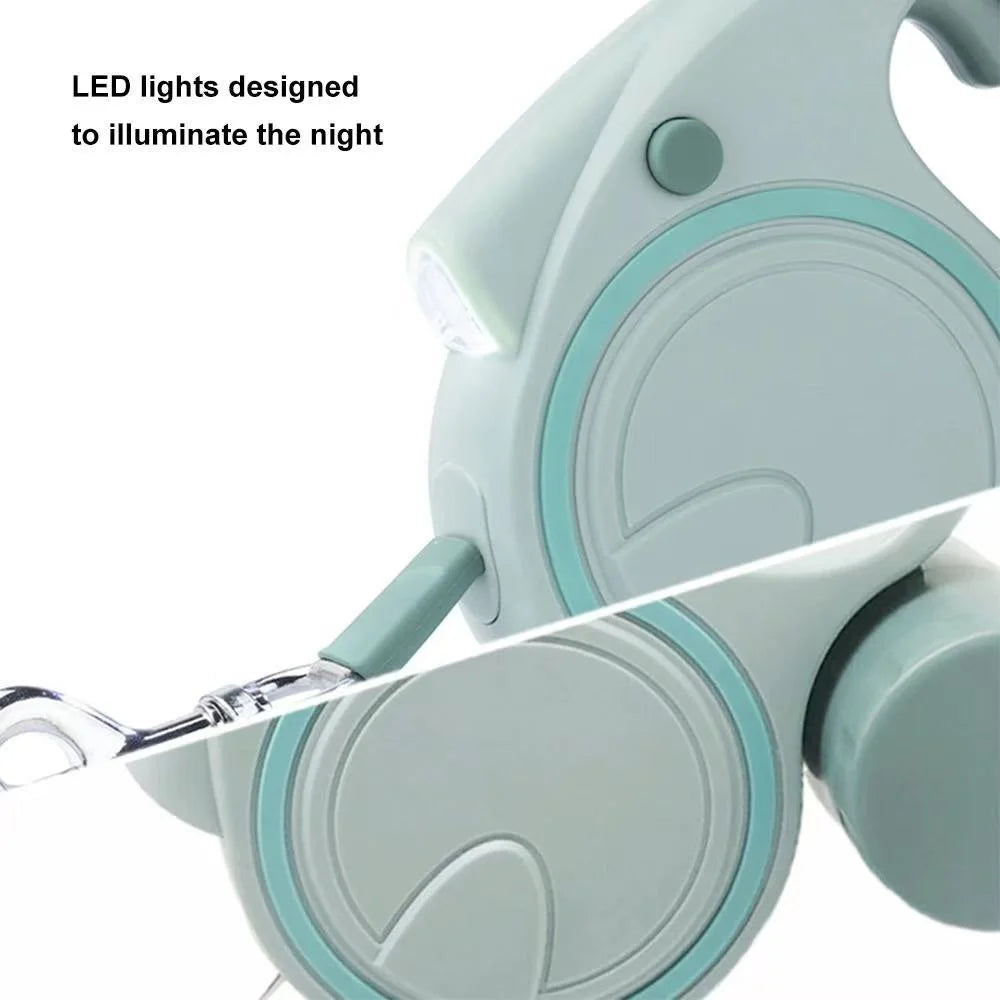 Green 3M Retractable Dog Leash - Built-in LED Light (No