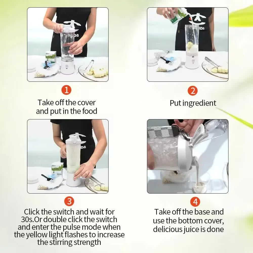 Green 600ml Large Capacity Juicer Cup - Rechargeable