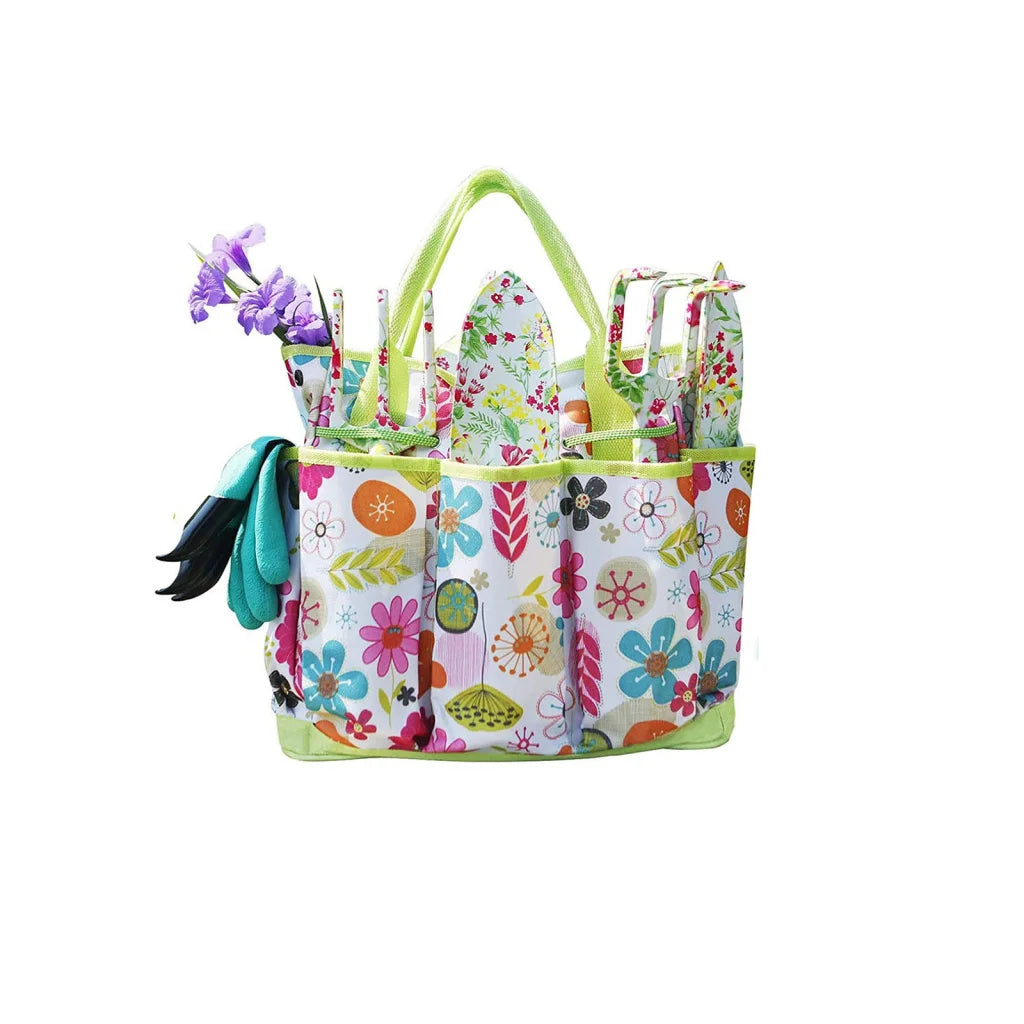 Green 9-Piece Floral Garden Tool Set for Women – Complete