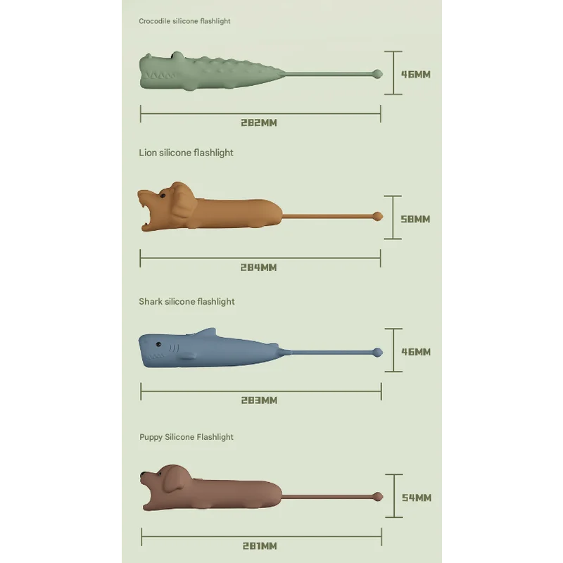 Green Adorable Crocodile Silicone LED Flashlight for Kids