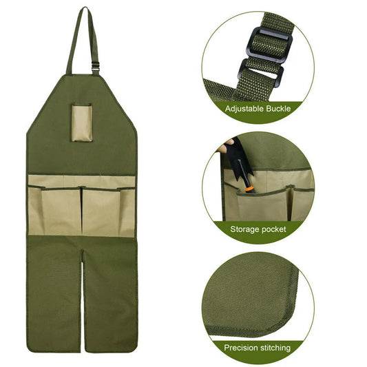 Green And Beige Gardening Leg Apron - Oxford Fabric