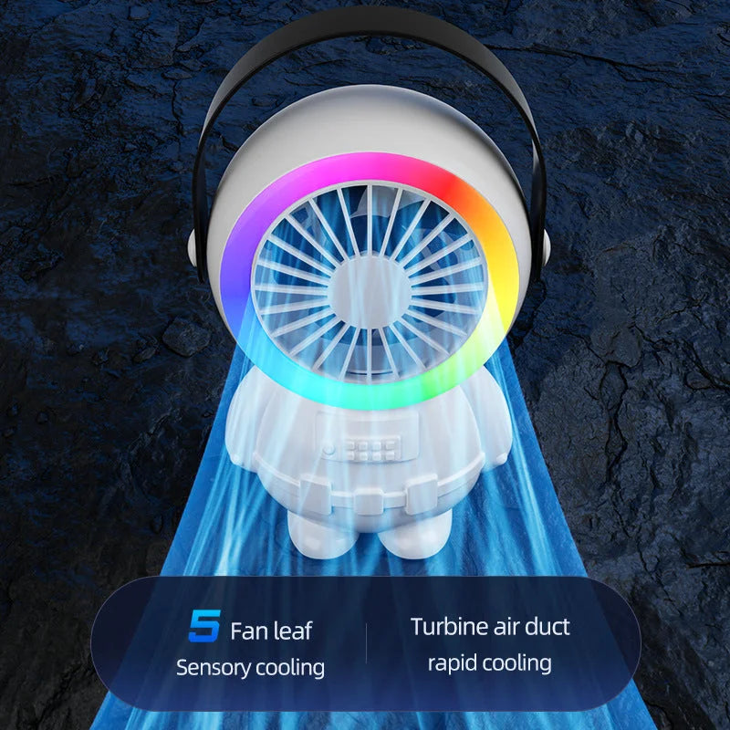 Green Astronaut Portable Fan - USB Rechargeable Desk Fan