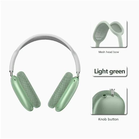 Green Bluetooth Over-Ear Headphones - Mesh Headband