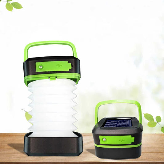 Green Collapsible Portable Solar LED Camping Lantern