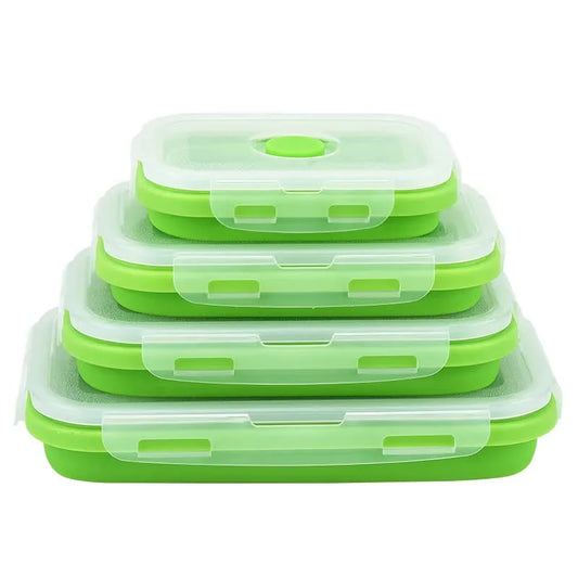 Green Collapsible Silicone Bento Box Set - 4-Piece