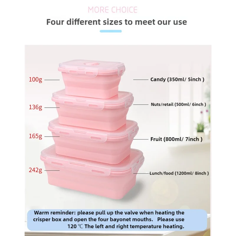 Green Collapsible Silicone Bento Box Set - 4-Piece