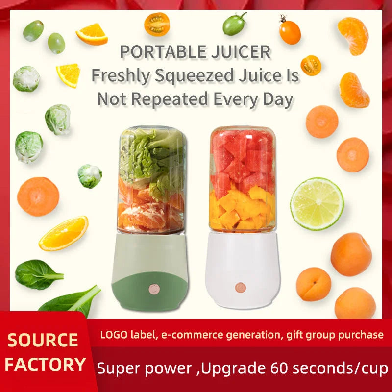 Green Compact Portable Blender - USB Rechargeable Mini