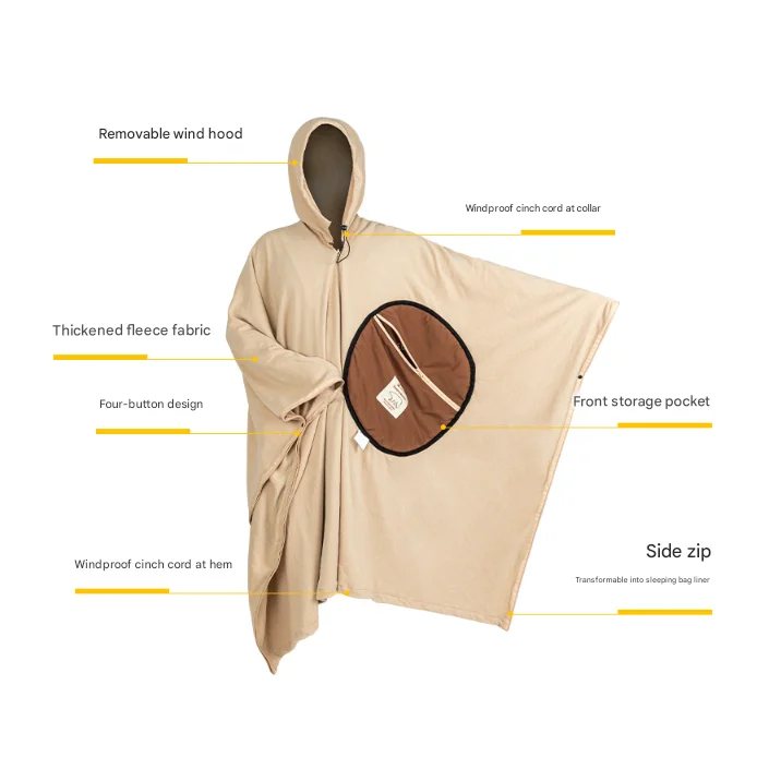 Green Cozy 4-in-1 Wearable Fleece Poncho Sleeping Bag