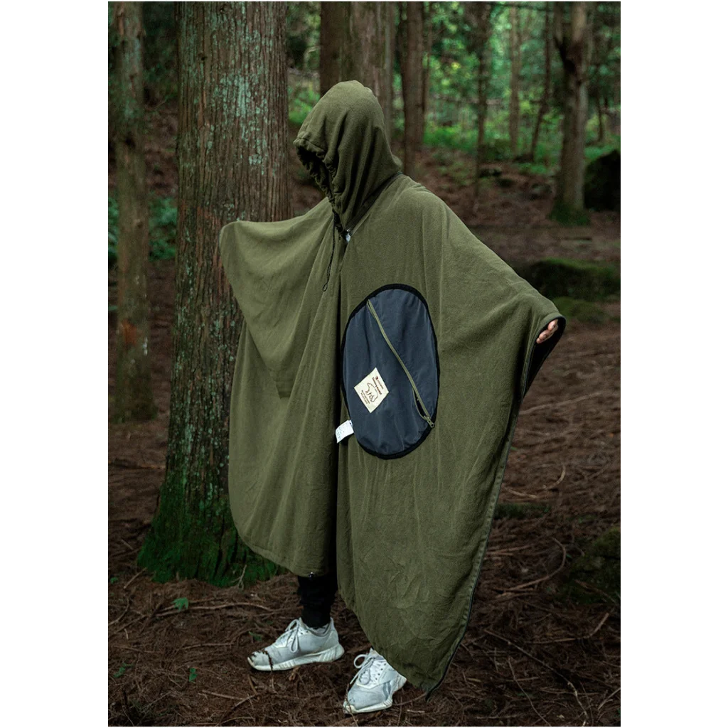 Green Cozy 4-in-1 Wearable Fleece Poncho Sleeping Bag