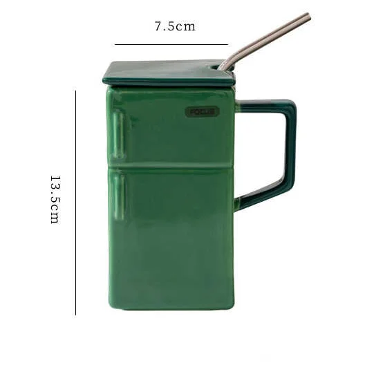 Green Creative Retro Refrigerator Ceramic Mug