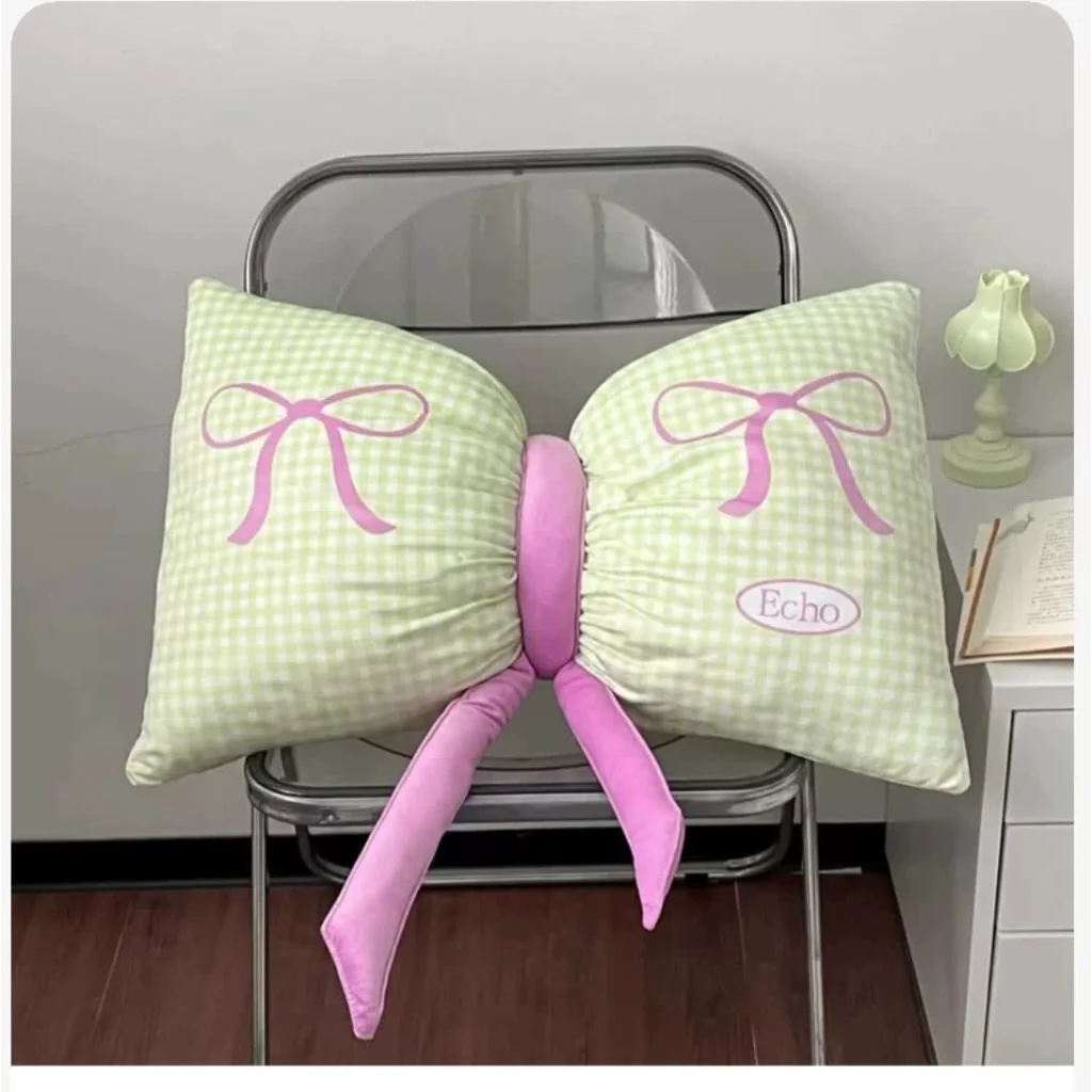 Green Cute Butterfly Knot Pillow | Soft Bed & Seat Cushion