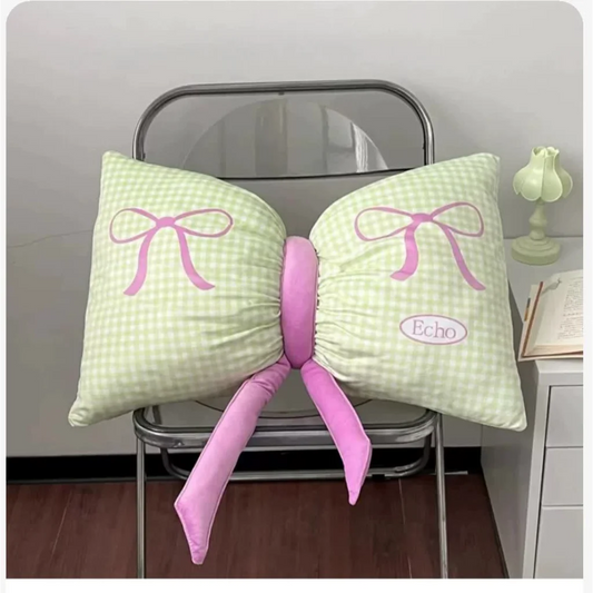 Green Cute Butterfly Knot Pillow | Soft Bed & Seat Cushion
