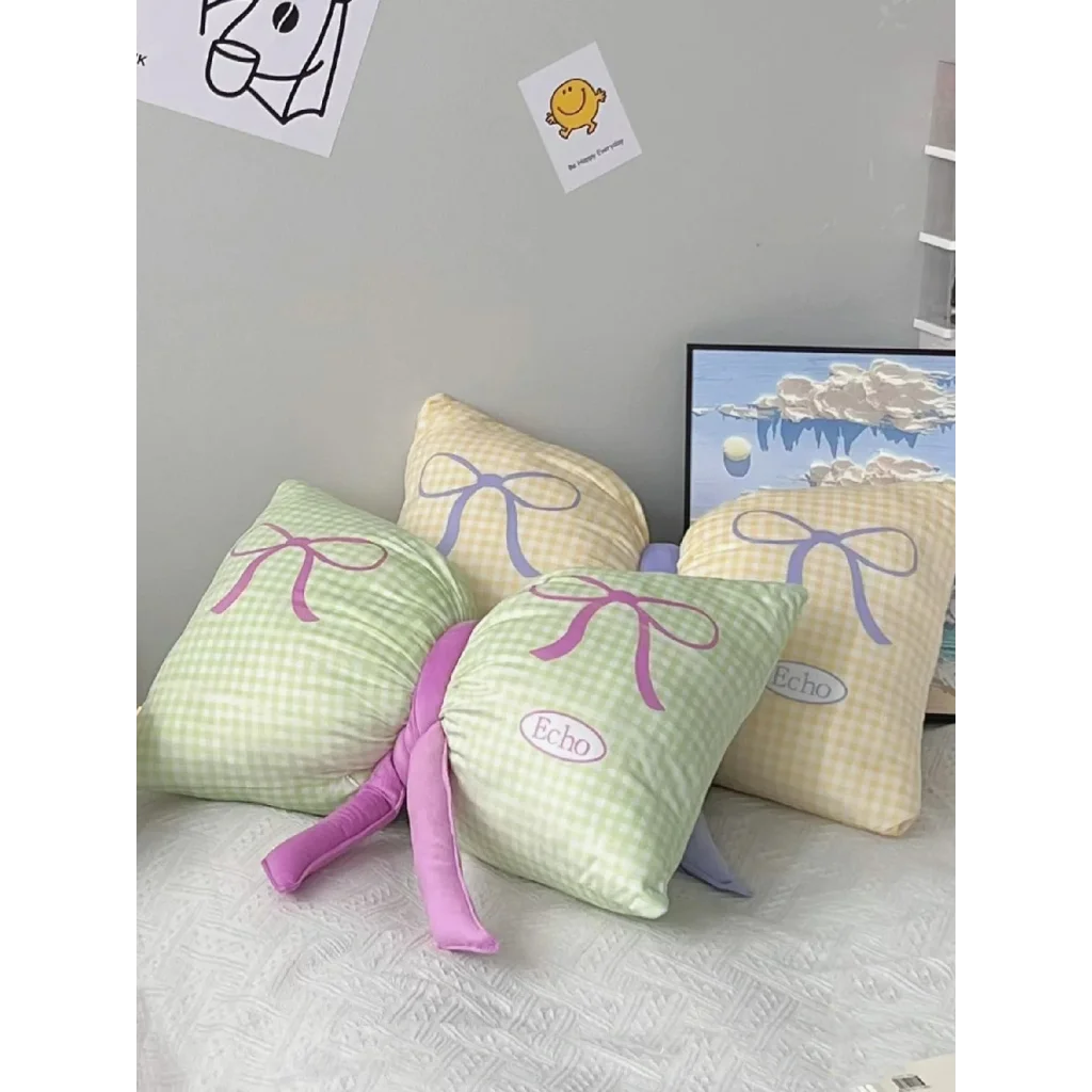 Green Cute Butterfly Knot Pillow | Soft Bed & Seat Cushion