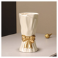 Green Elegant Ceramic Vase with Golden Bow Accent