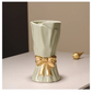 Green Elegant Ceramic Vase with Golden Bow Accent