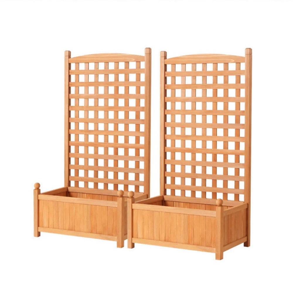 Green wooden 64x35x115cm fingers bed planter with 2x raised box container