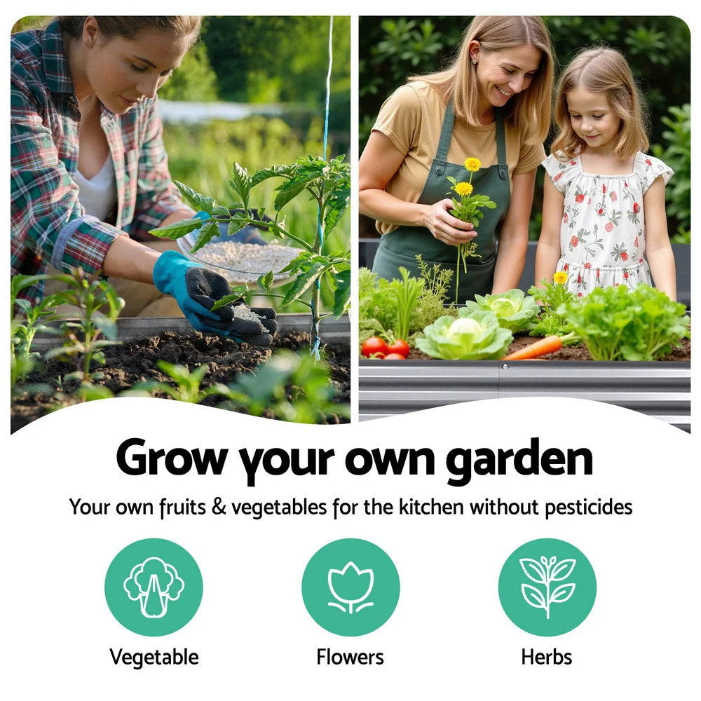 Fingers bed oval with planter box greenhouses