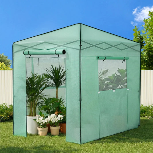 Green Fingers Greenhouse 180x240x240cm Steel Frame PE Cover