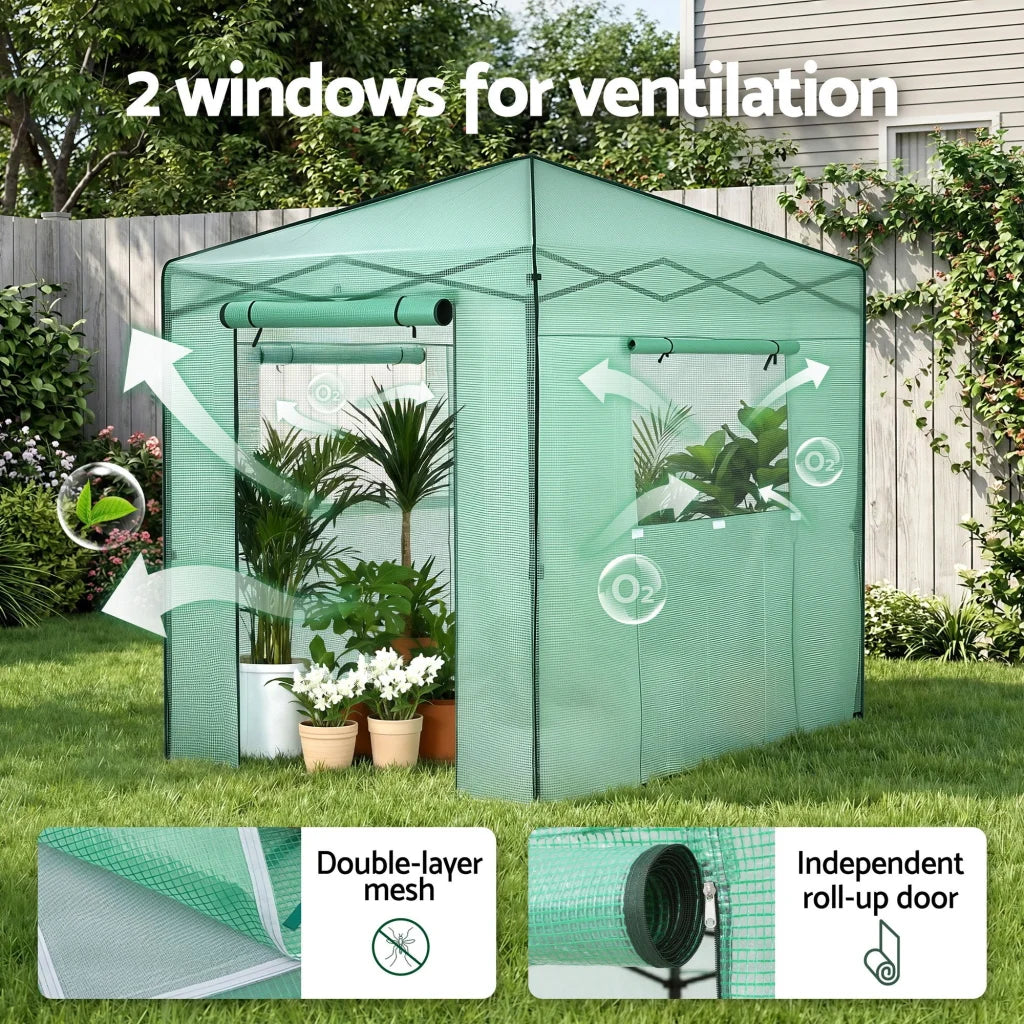 Green Fingers Greenhouse 180x240x240cm Steel Frame PE Cover