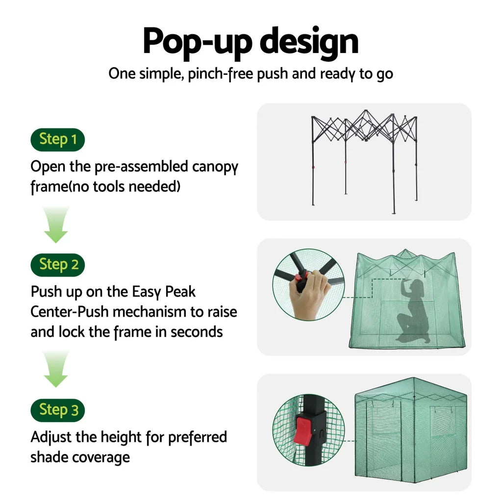 Green Fingers Greenhouse 180x240x240cm Steel Frame PE Cover