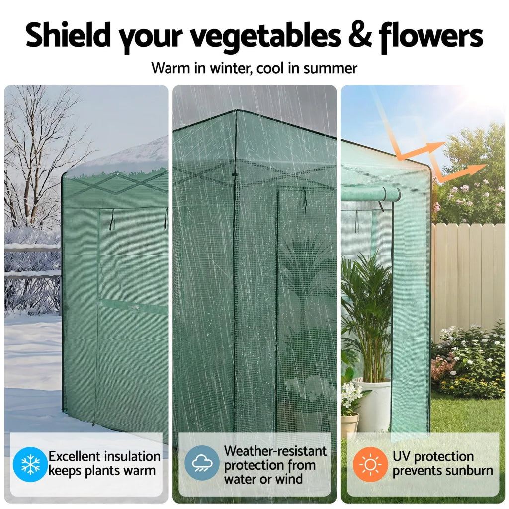 Green Fingers Greenhouse 180x240x240cm Steel Frame PE Cover