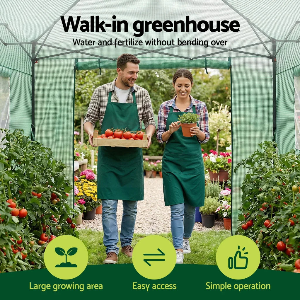 Green Fingers Greenhouse 180x240x240cm Steel Frame PE Cover