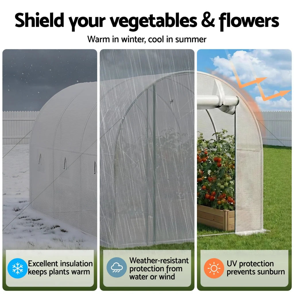 Green Fingers Greenhouse 3x2x2M Walk in Green House White