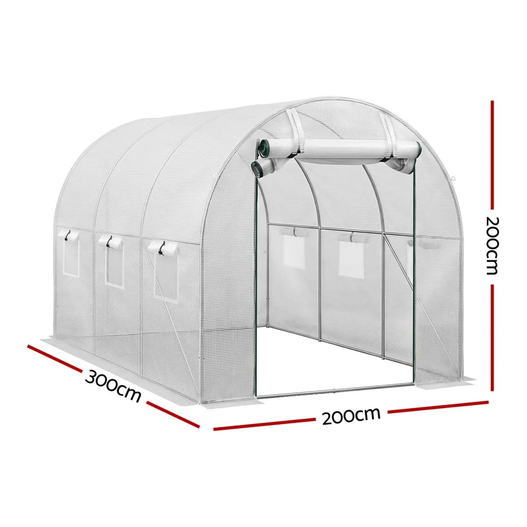 Green Fingers Greenhouse 3x2x2M Walk in Green House White