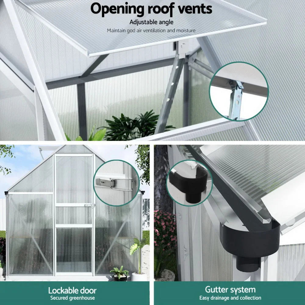 Green Fingers Greenhouse Aluminium Polycarbonate Premium