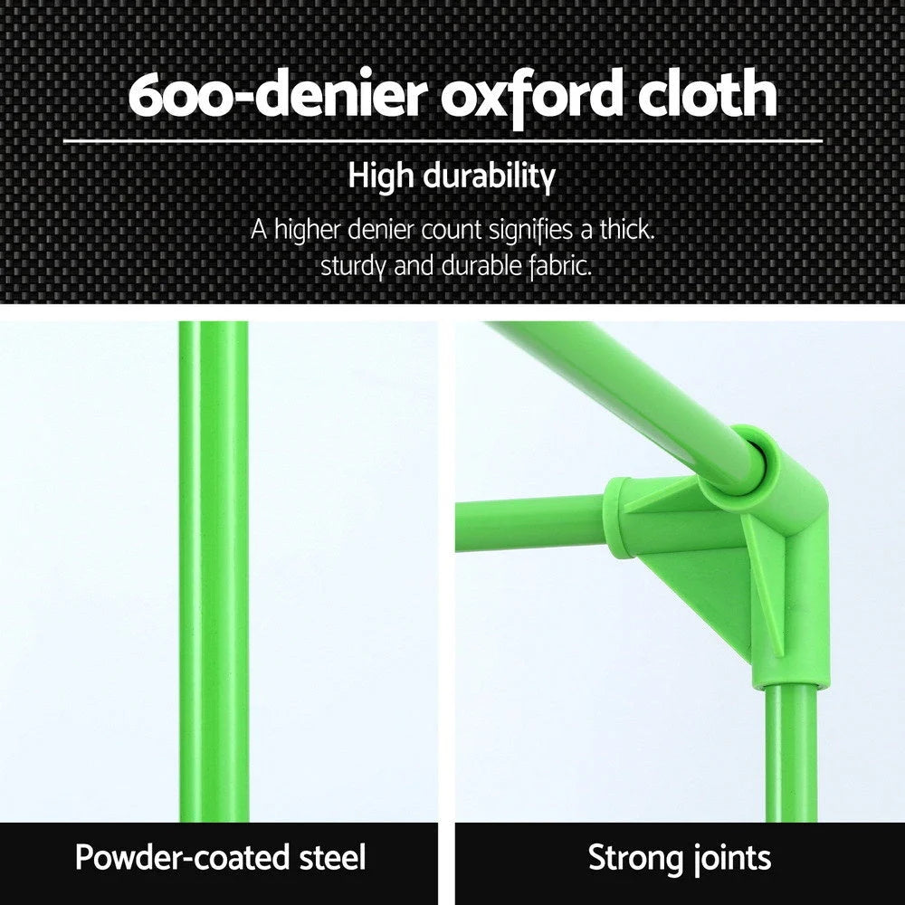 Green grow tent kits with storage shelves and support legs