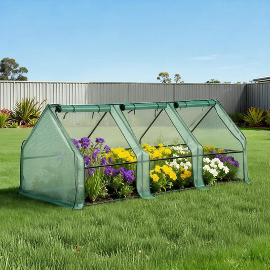 Green Fingers Mini Greenhouse 240x90x90cm Steel Frame PE