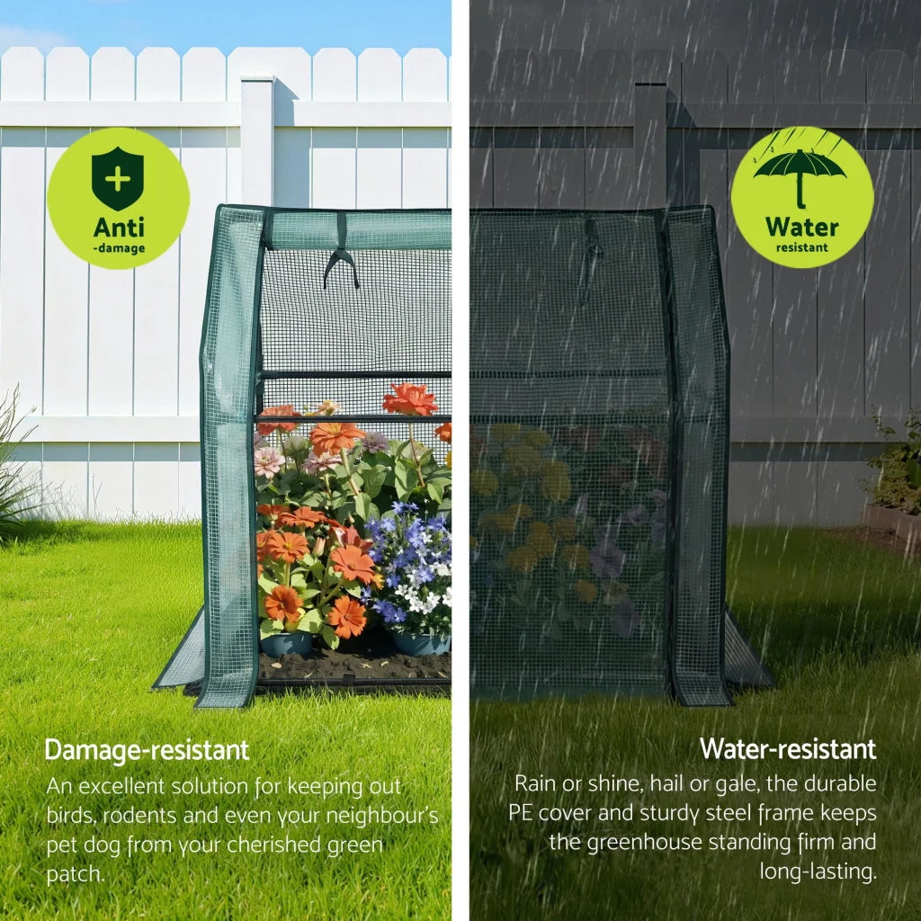 Green Fingers Mini Greenhouse 91x46x84cm Steel and PE Cover Outdoor Shelter
