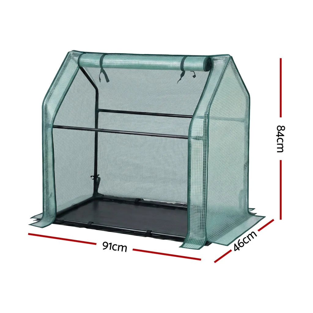 Green Fingers Mini Greenhouse 91x46x84cm with Steel Frame PE Cover Outdoor Shelter