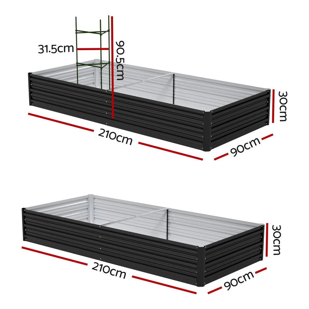 Green Fingers Raised Garden Bed 2 Pcs 210x90cm Planter Box