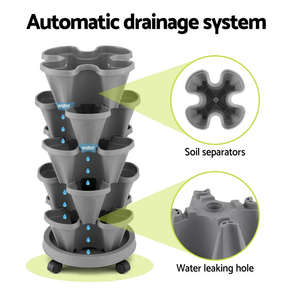 Green Fingers Raised Bed for Vertical Grey Strawberry Stackable Planters Herbs