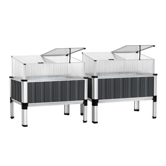 Green Fingers Raised Garden Bed x2 80x49x74cm Greenhouse