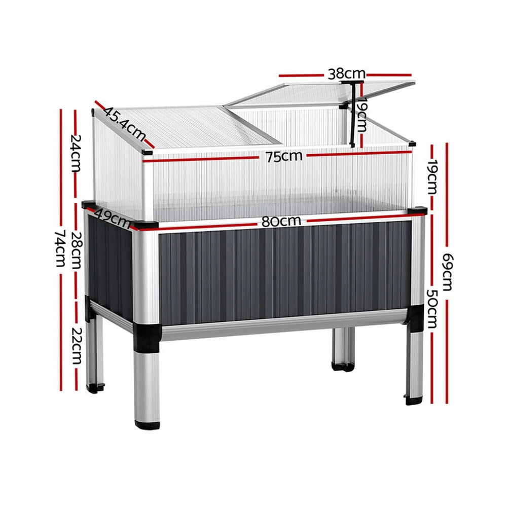 Green Fingers Raised Garden Bed x2 80x49x74cm Greenhouse