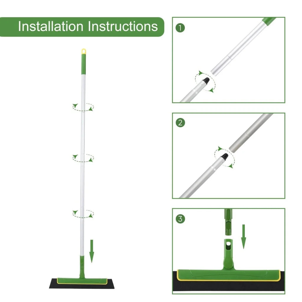 Green Floor Squeegee Wiper Broom for Tile Cleaning