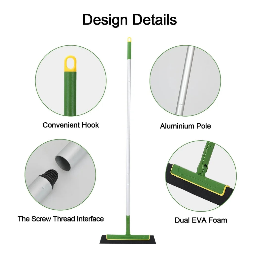 Green Floor Squeegee Wiper Broom for Tile Cleaning